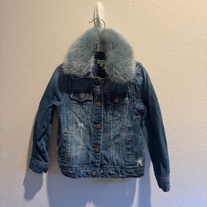 girls splendid denim jacket with detachable fur collar